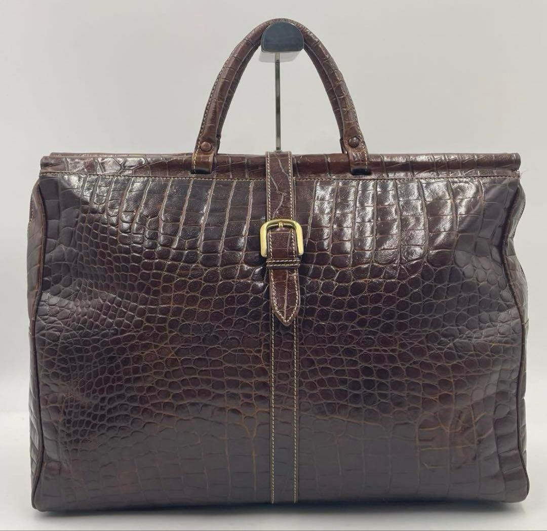 【美品】LOEWE エンリケロエベナッペ クロコ型押し 大容量 ボストンバッグ