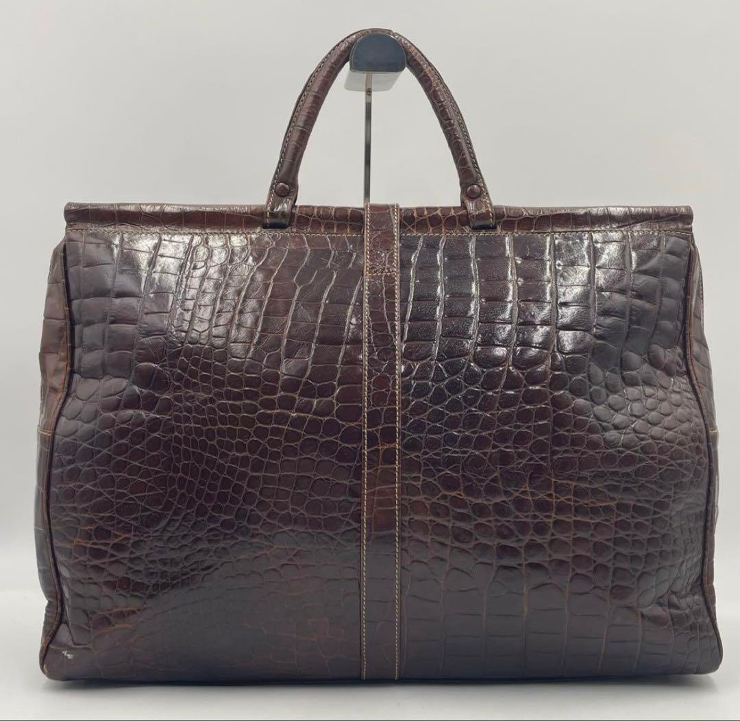 【美品】LOEWE エンリケロエベナッペ クロコ型押し 大容量 ボストンバッグ