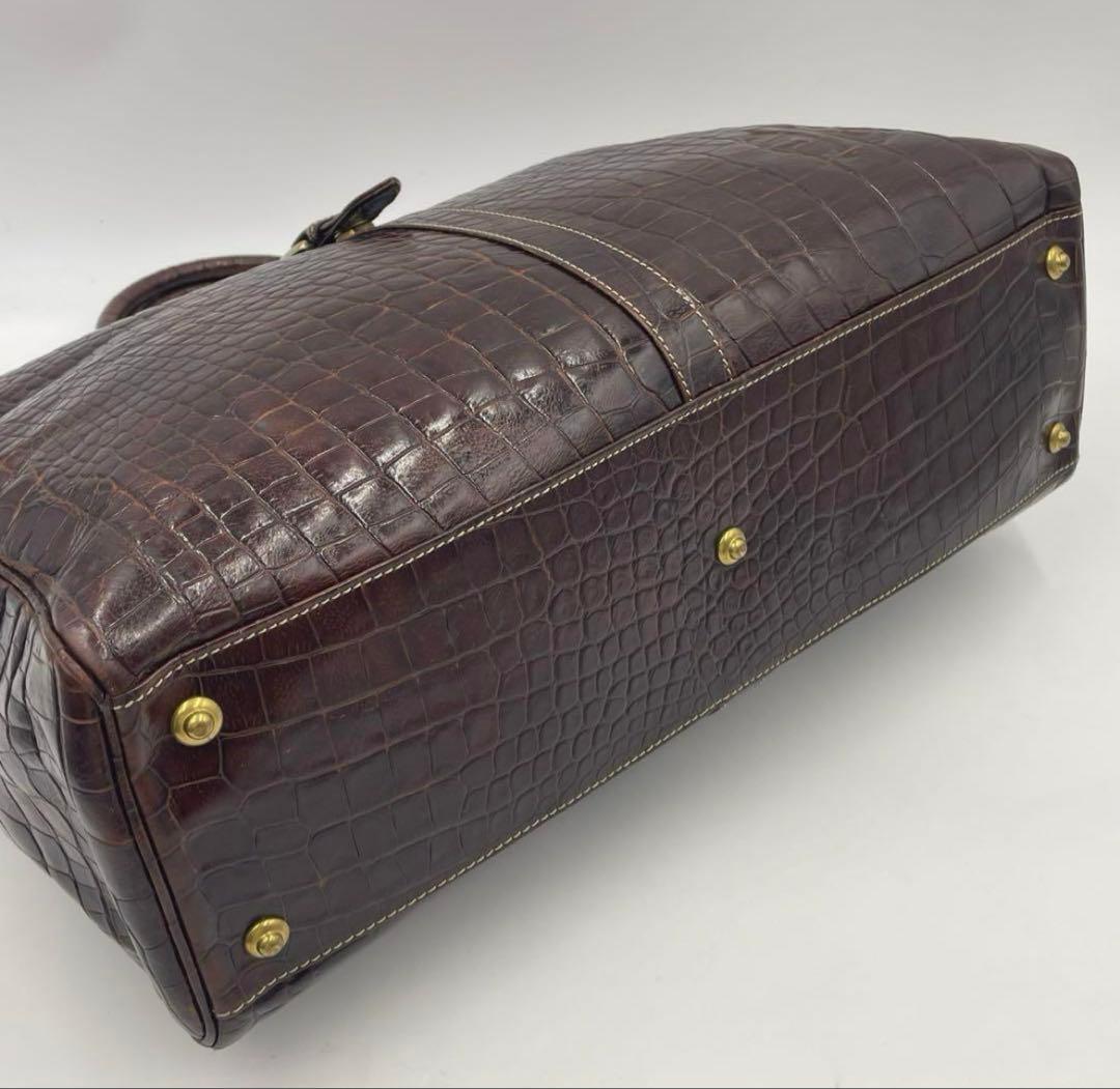 【美品】LOEWE エンリケロエベナッペ クロコ型押し 大容量 ボストンバッグ