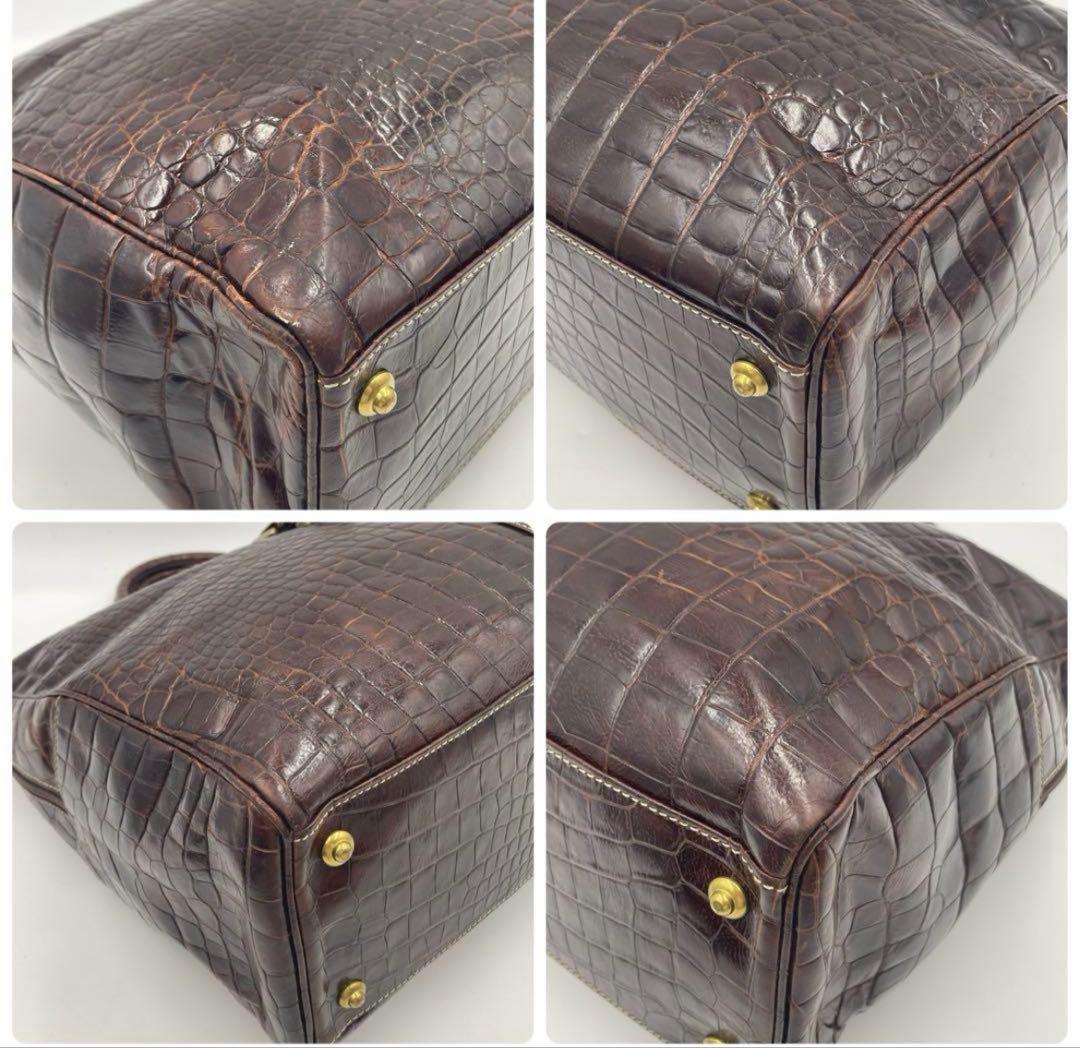 【美品】LOEWE エンリケロエベナッペ クロコ型押し 大容量 ボストンバッグ