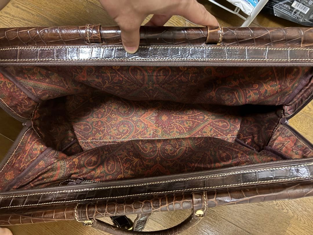 【美品】LOEWE エンリケロエベナッペ クロコ型押し 大容量 ボストンバッグ