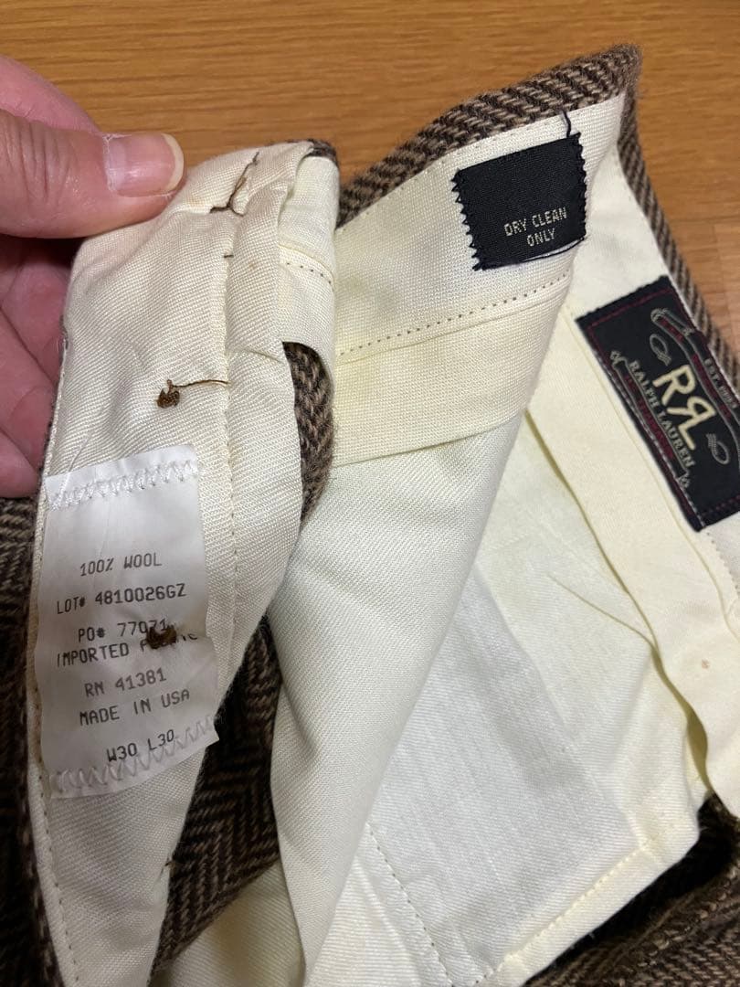 90s RRLヘリンボーン ウールパンツ　W30 made in USA