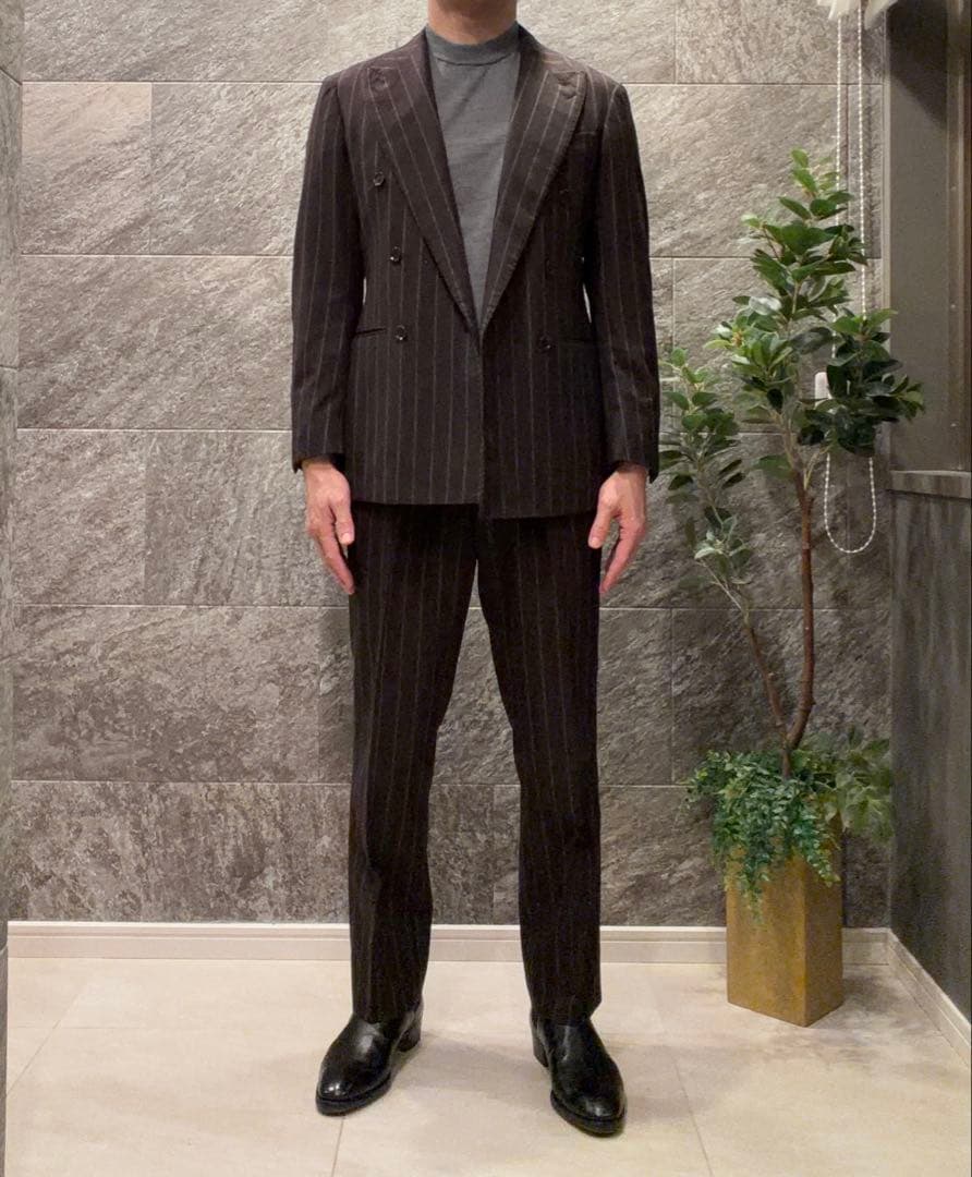 ナノユニバース別注　リングジャケット　ブラウン　ダブル　セットアップ　秋冬　44