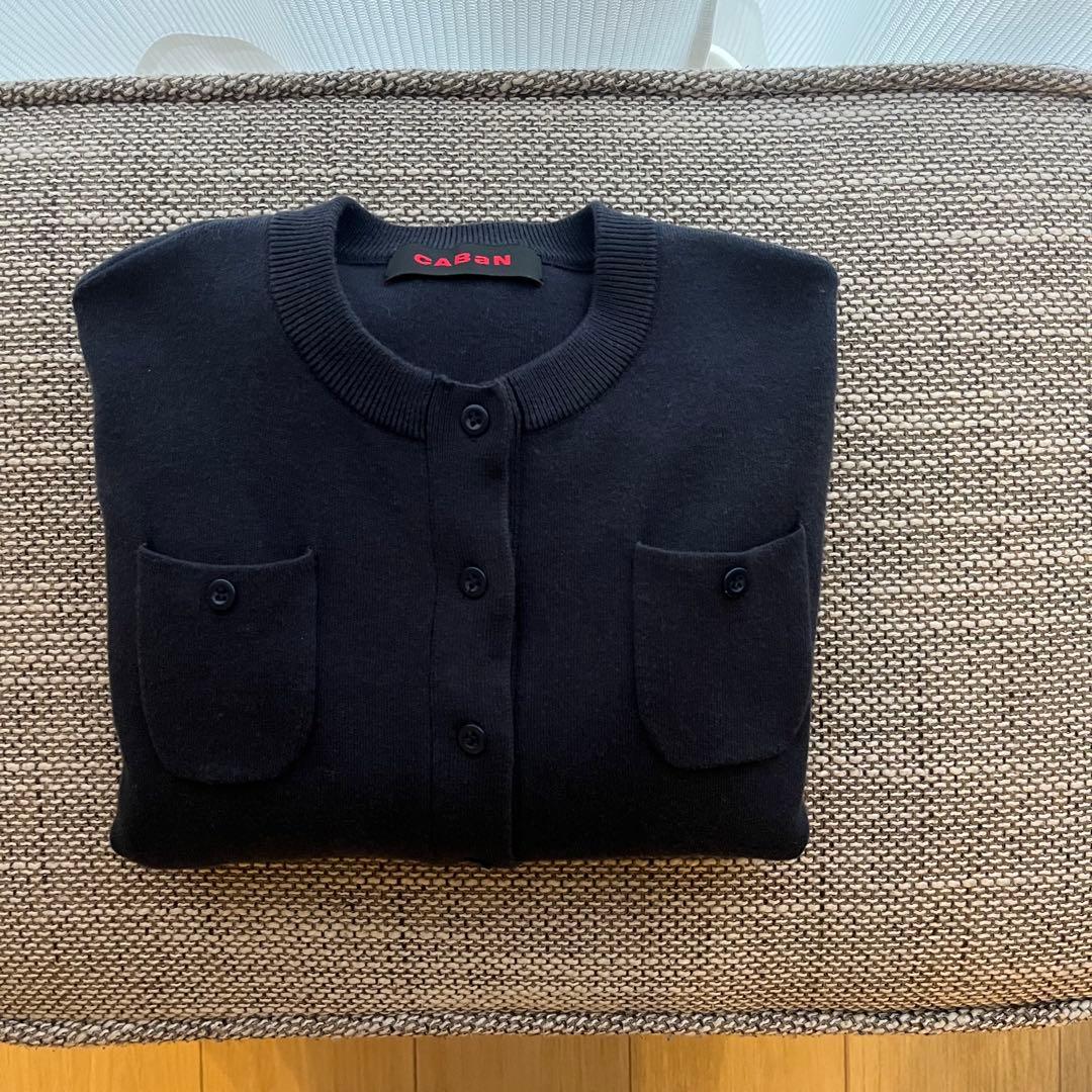 ＊1/9限定セール＊キャバン ネイビー コットンカシミヤクルーネックカーディガン