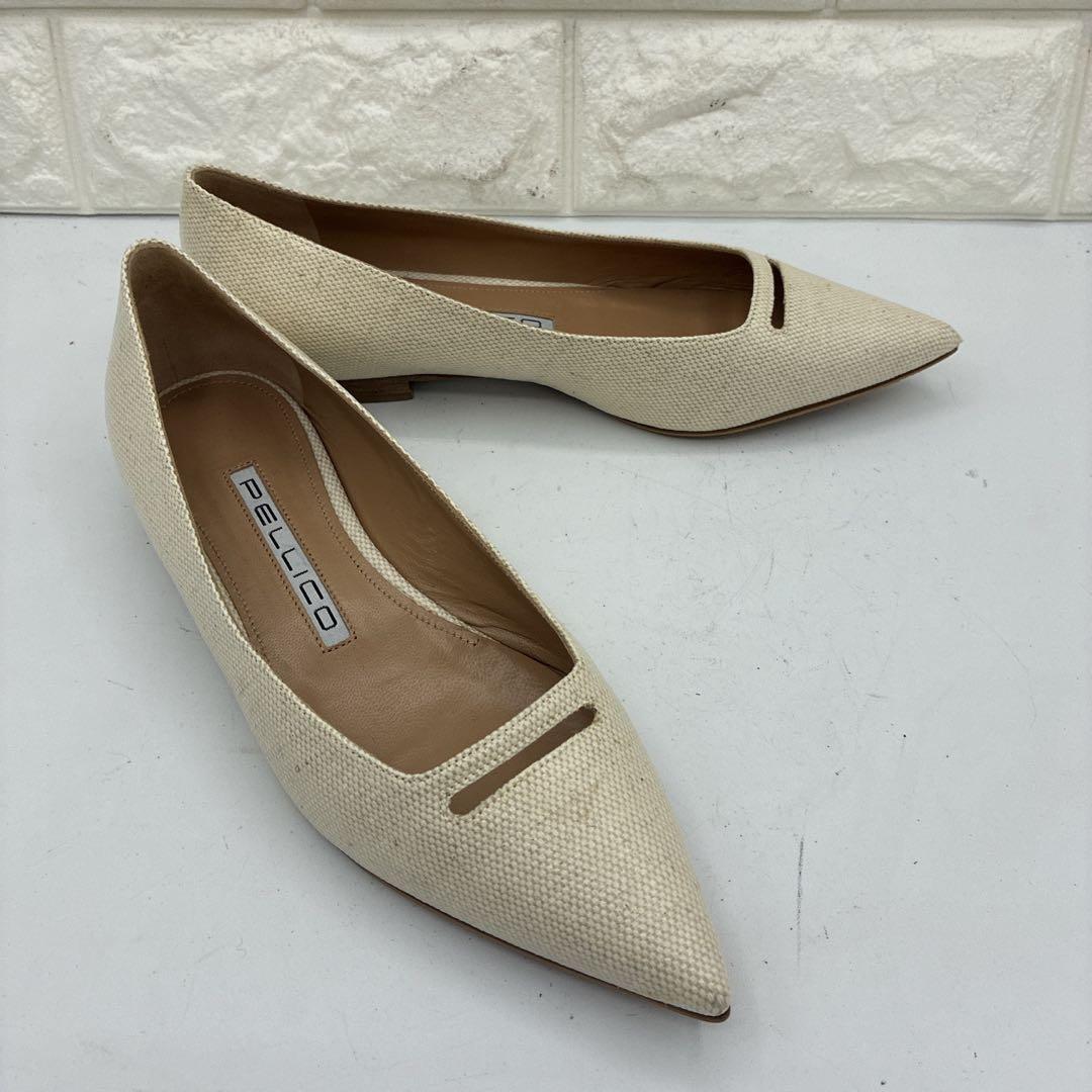 【美品】ペリーコ アネッリ フラットパンプス ポインテッドトゥ 36 ベージュ