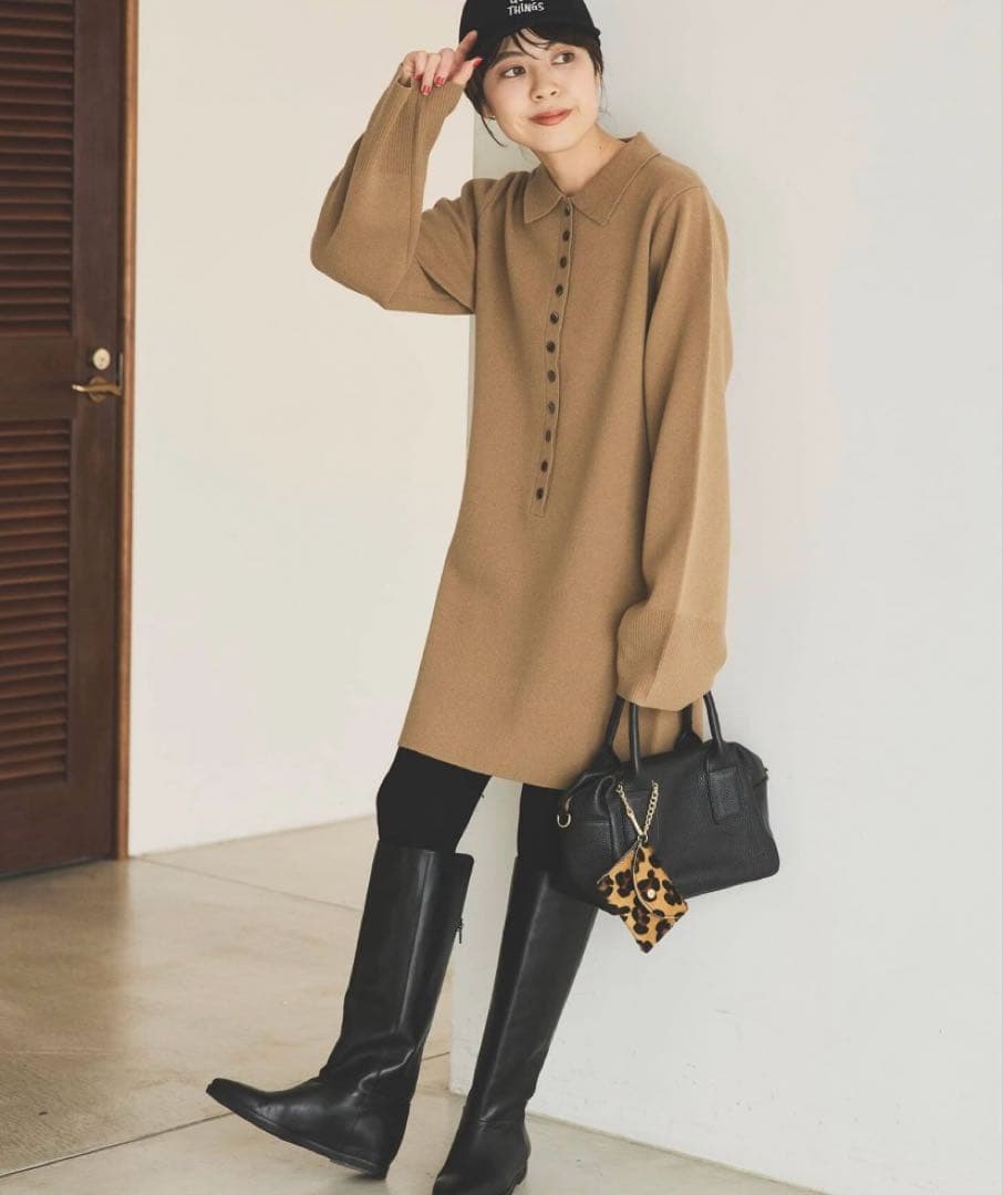 Spick&Span ポロシャツチュニックニットワンピ