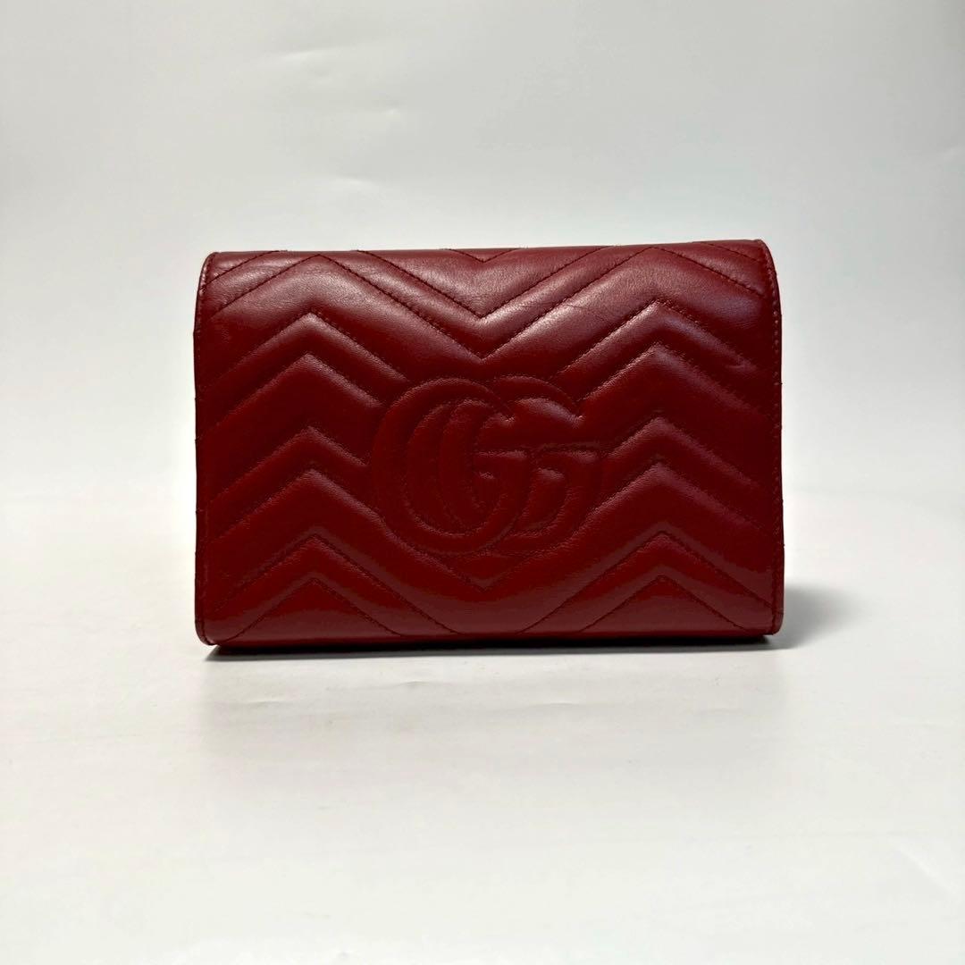 r78【極美品】グッチ　GGマーモント　キルティング　チェーンショルダーバッグ.