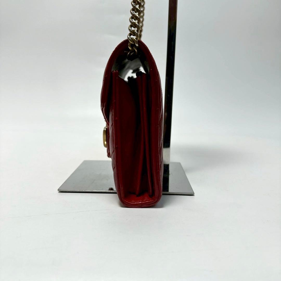 r78【極美品】グッチ　GGマーモント　キルティング　チェーンショルダーバッグ.