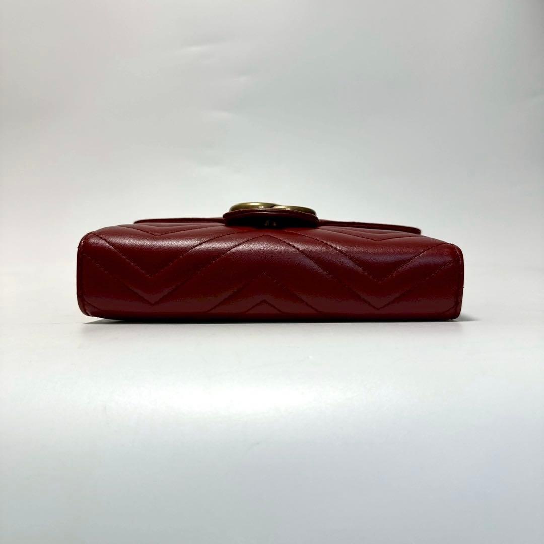 r78【極美品】グッチ　GGマーモント　キルティング　チェーンショルダーバッグ.