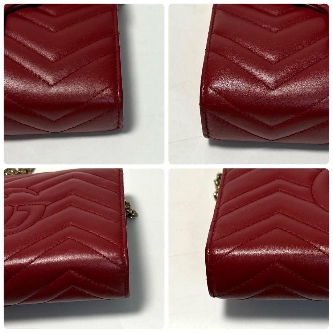 r78【極美品】グッチ　GGマーモント　キルティング　チェーンショルダーバッグ.