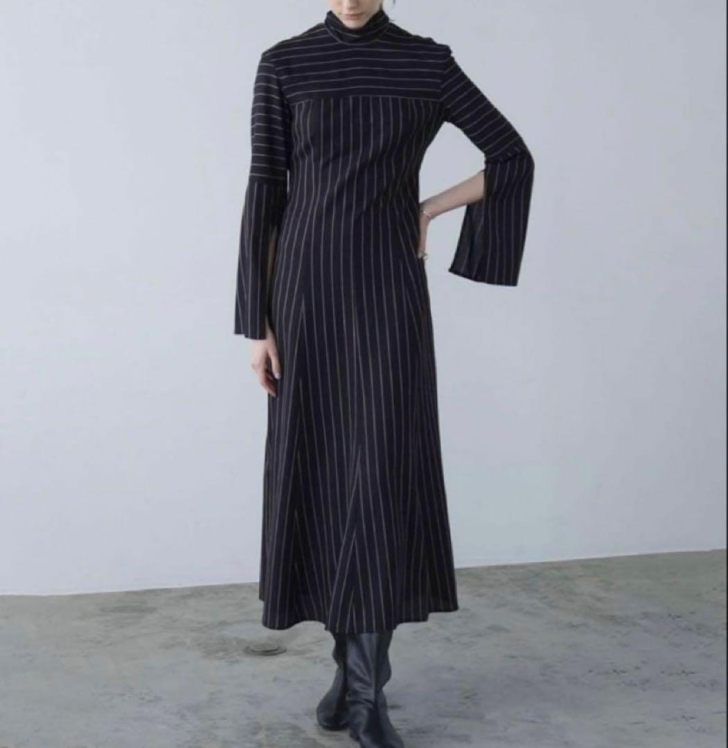 新品✨CLANE ストライプ タイアレンジ フレアワンピース　ロング　マキシ丈