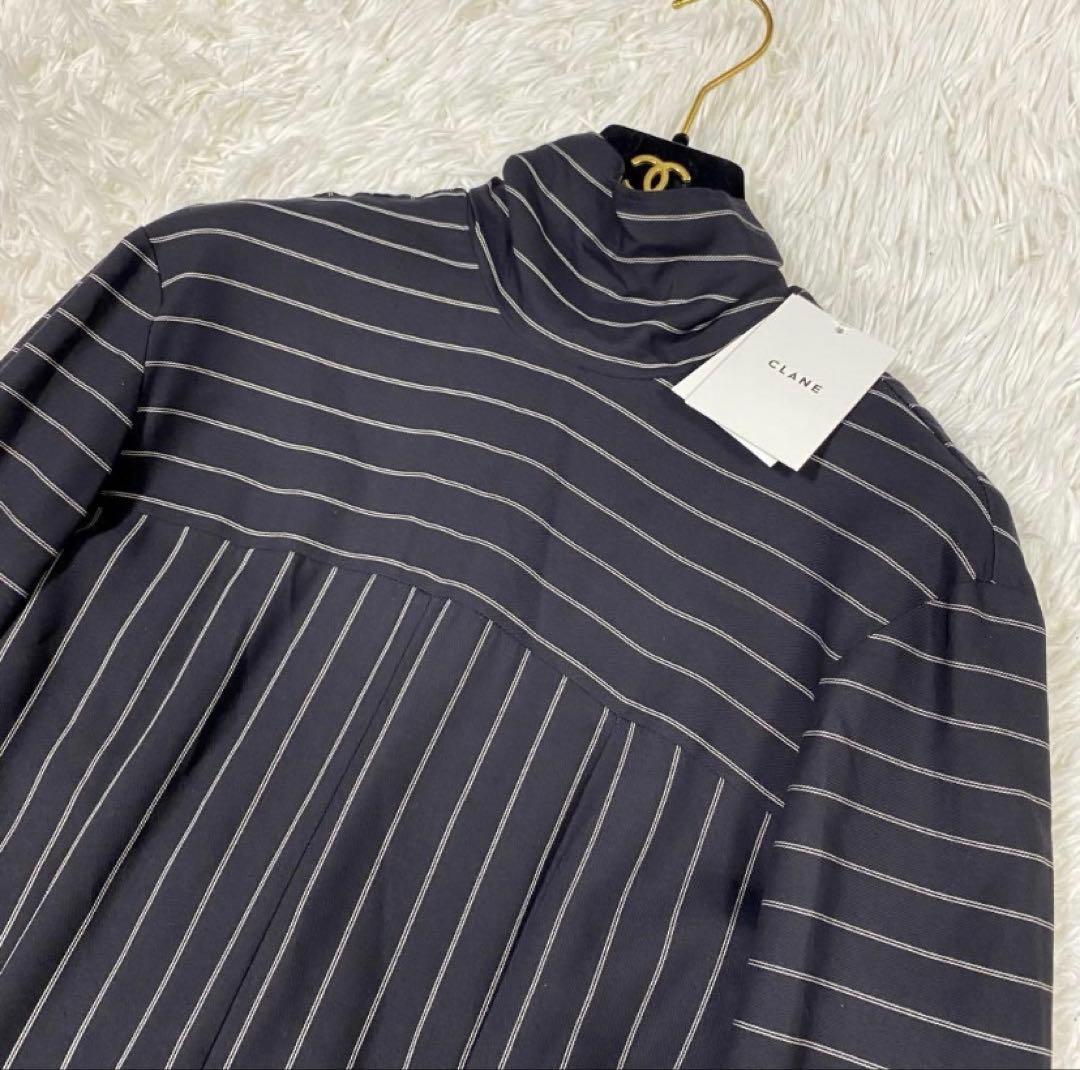 新品✨CLANE ストライプ タイアレンジ フレアワンピース　ロング　マキシ丈