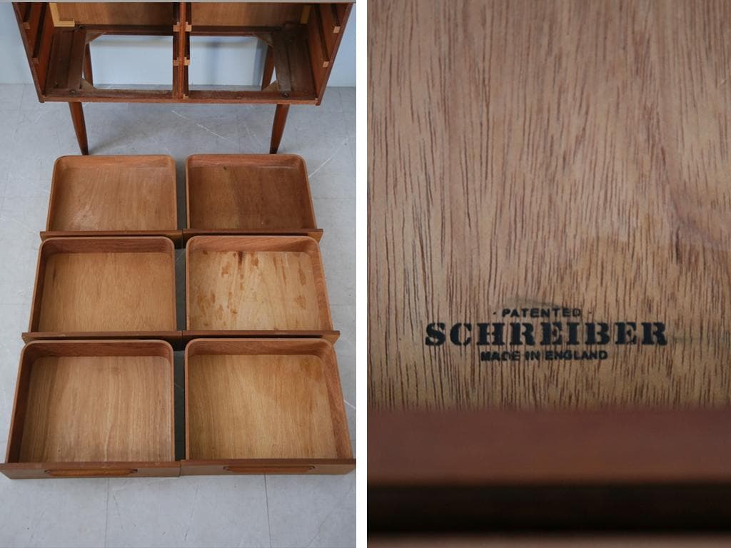 英国アンティークチーク6杯ドロワー/木製チェスト/タンス/飾り棚(92-143)