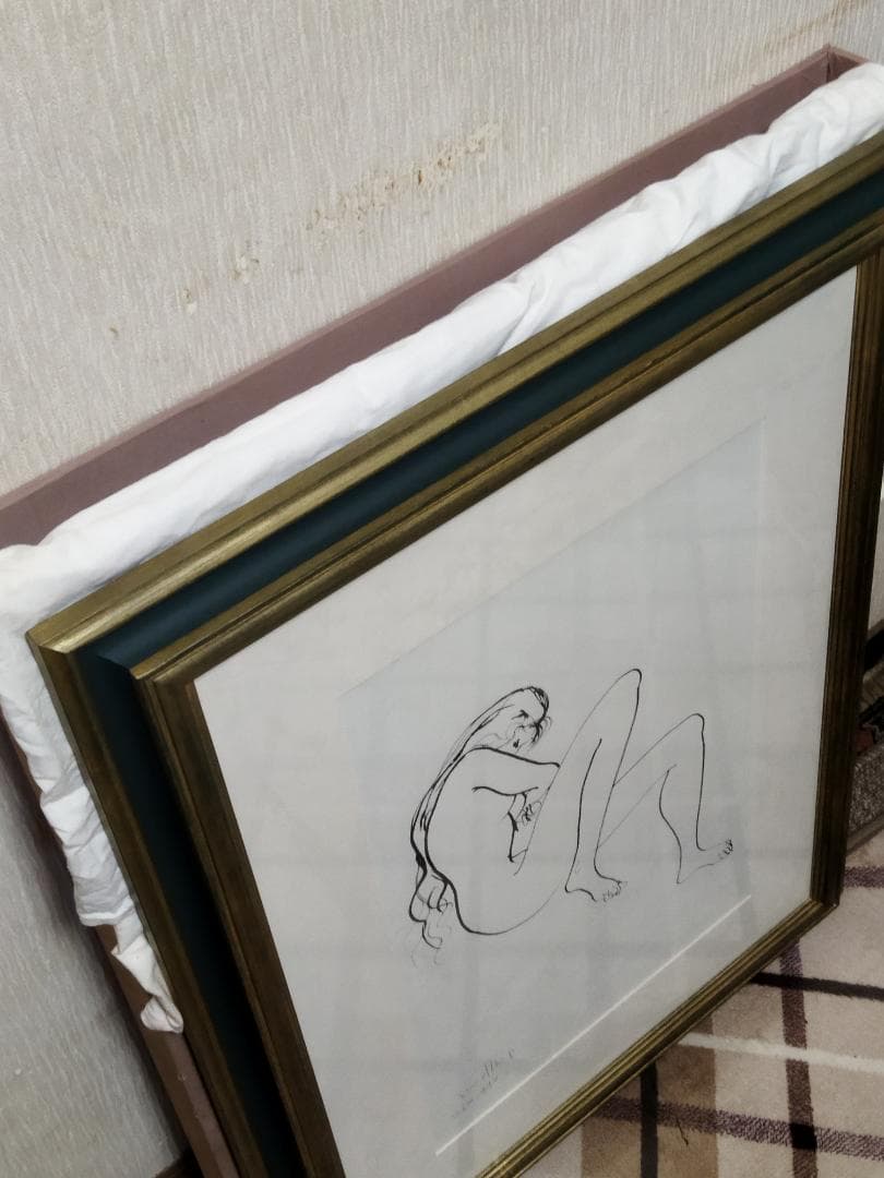 古沢岩美　裸婦　額装　婦人像