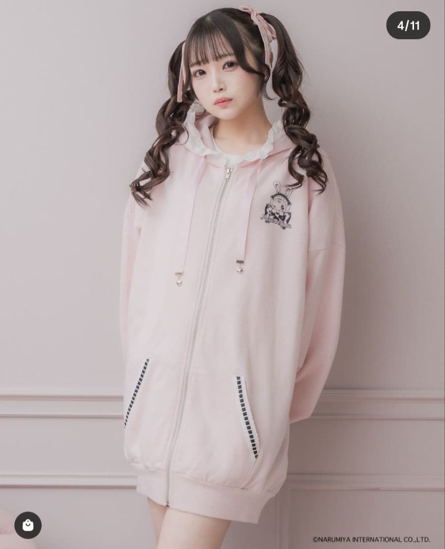 pium×Mezzo Piano ベリエちゃんコットンフリルパーカー　ピンク
