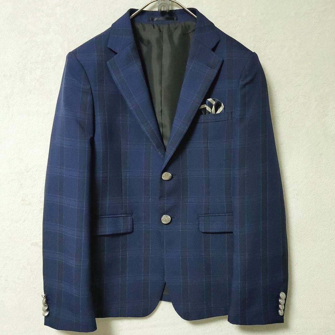 ワンダーファクトリー 男の子 フォーマルスーツ 8点 160 ネイビーチェック