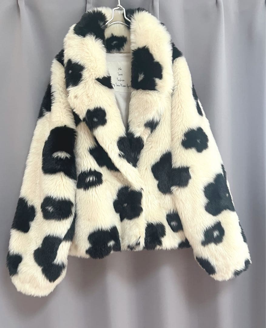 sea room lynn お花モチーフ柄ファーコート 個性的 大きいサイズ