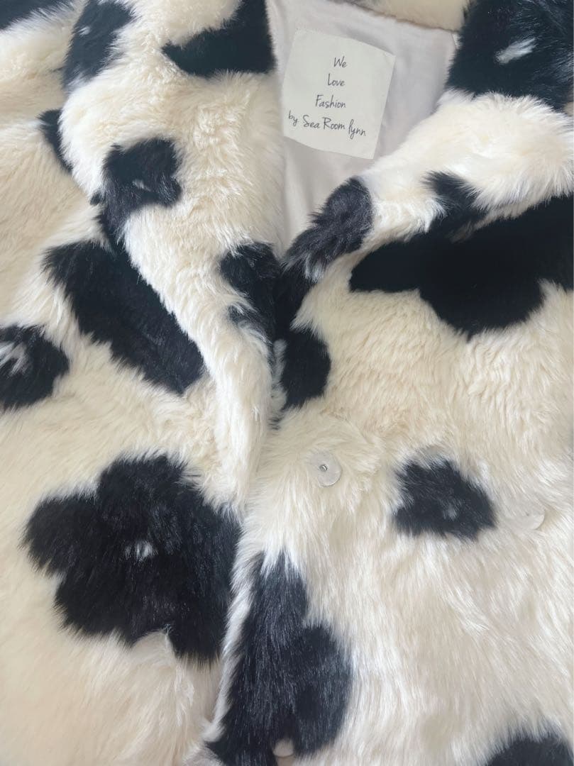 sea room lynn お花モチーフ柄ファーコート 個性的 大きいサイズ