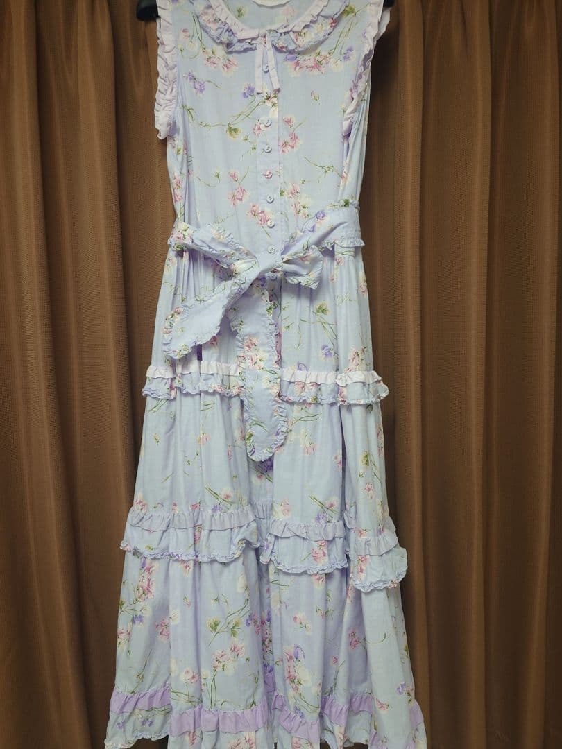 ピンクハウス　スイートピー柄　ノースリーブロングワンピース