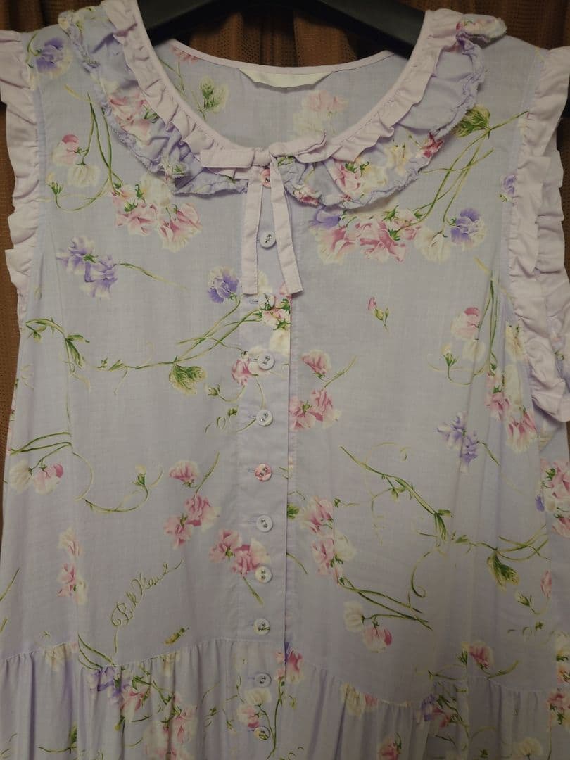 ピンクハウス　スイートピー柄　ノースリーブロングワンピース