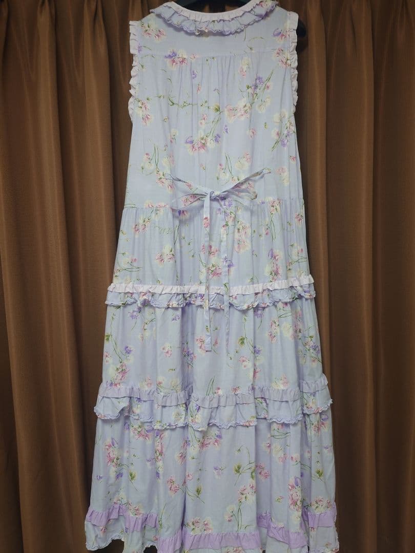 ピンクハウス　スイートピー柄　ノースリーブロングワンピース