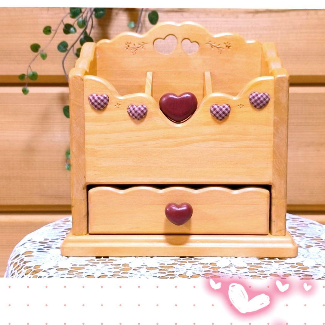 ⭐️アメリカンカントリー雑貨❤️ぷっくりハート❤️の多目的スタンド★引き出し付き