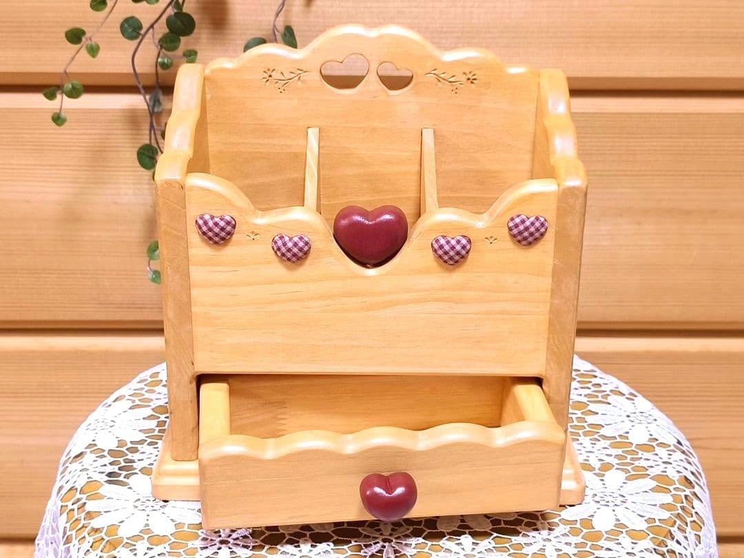 ⭐️アメリカンカントリー雑貨❤️ぷっくりハート❤️の多目的スタンド★引き出し付き
