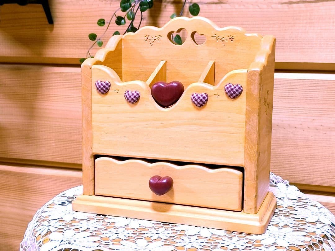 ⭐️アメリカンカントリー雑貨❤️ぷっくりハート❤️の多目的スタンド★引き出し付き