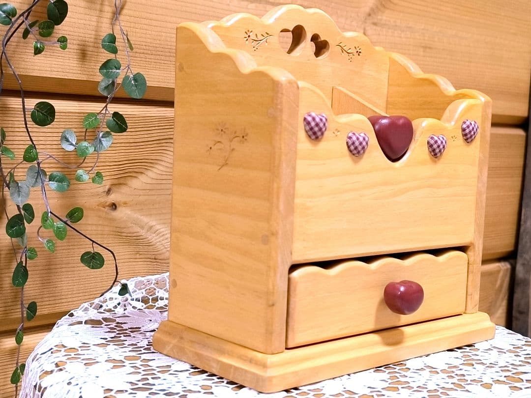 ⭐️アメリカンカントリー雑貨❤️ぷっくりハート❤️の多目的スタンド★引き出し付き