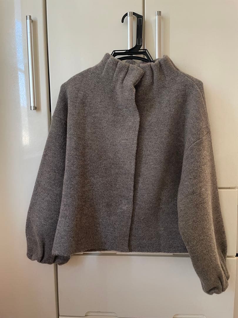 ZARA ニットボンバージャケット チャコールグレー S
