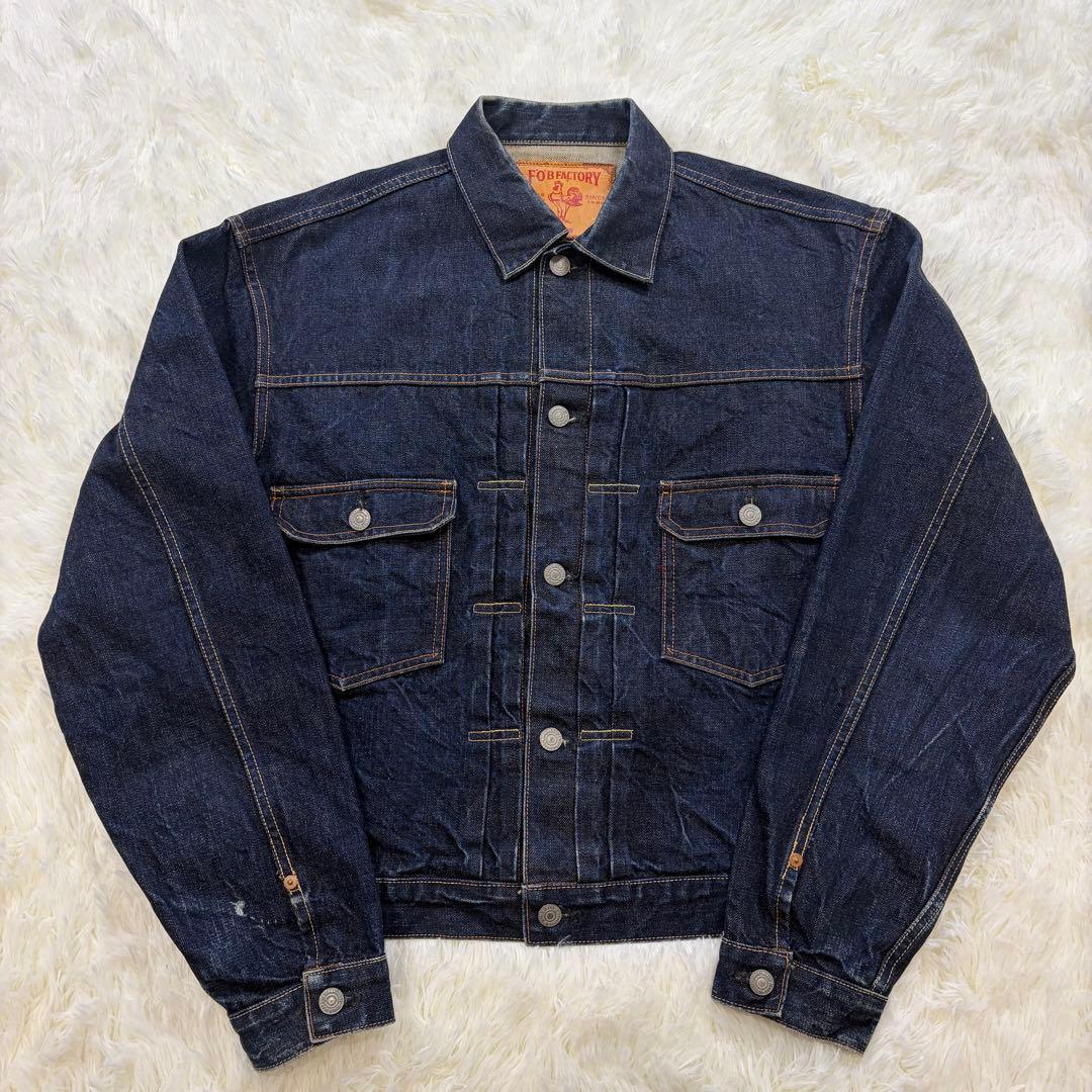 希少XL FOBファクトリー デニムジャケット 2ndタイプ 赤耳 濃紺