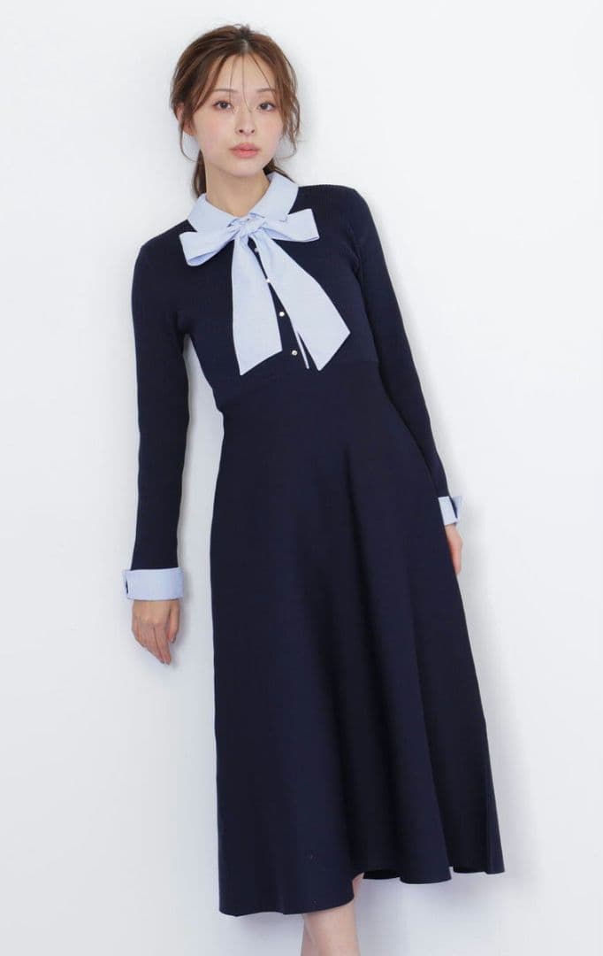 【新品】ジルバイジルスチュアート　シャツ襟ドッキングニットワンピース