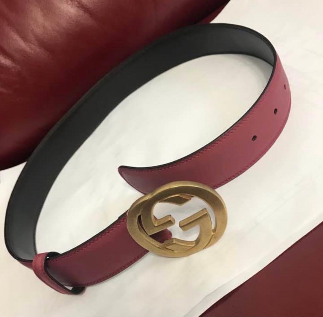 GUCCI ワインレッド レザー ベルト