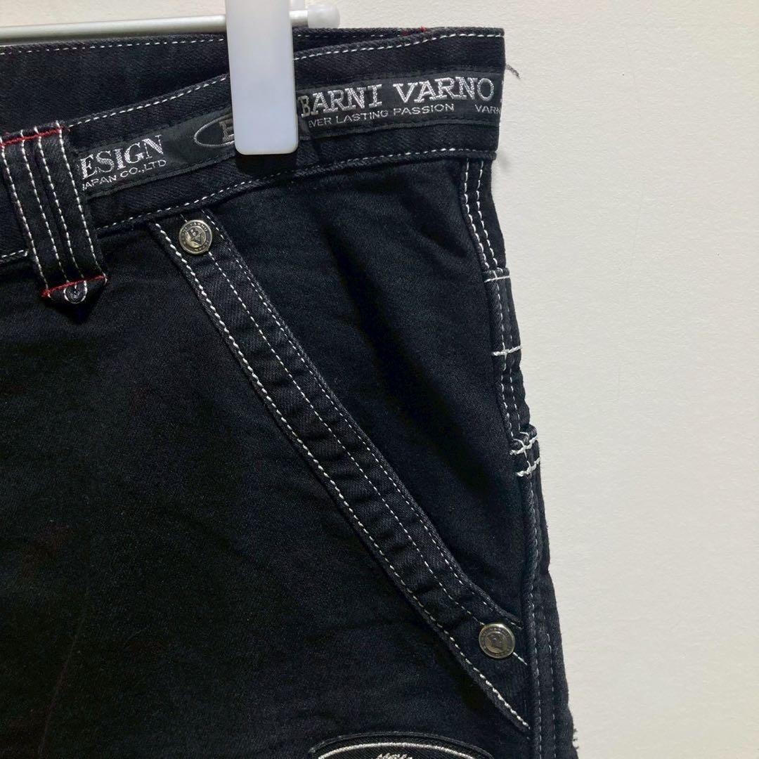 BARNI VARNO パンツ　ブラック　ワイド　太め　L