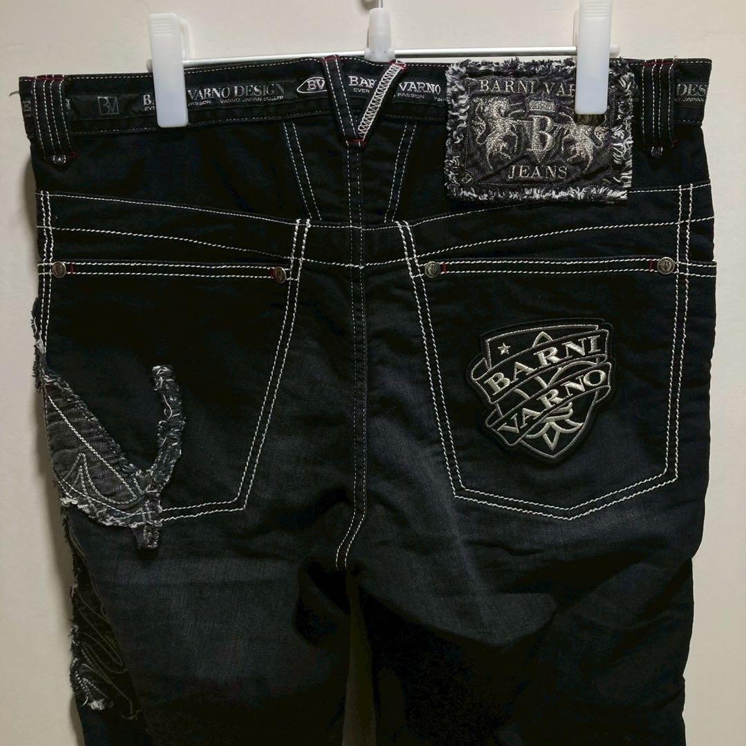 BARNI VARNO パンツ　ブラック　ワイド　太め　L