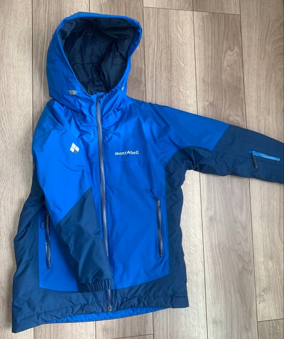 美品 モンベル 子供用 スキーウェア 130パウダーステップパーカー 記名なし