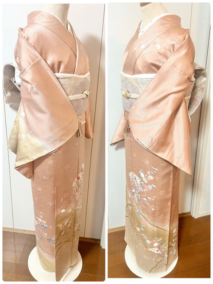 美品　裄丈長め　正絹訪問着　フルセット4点　卒業式　入学式　七五三　お宮参り