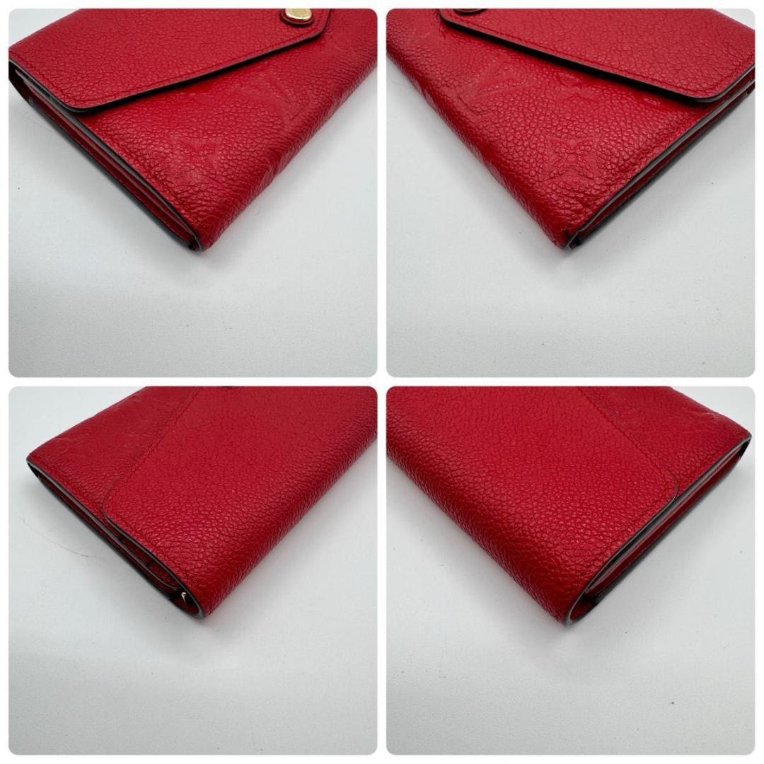 【美品】ルイヴィトン ポルトフォイユ・サラ モノグラム・アンプラント 長財布 赤