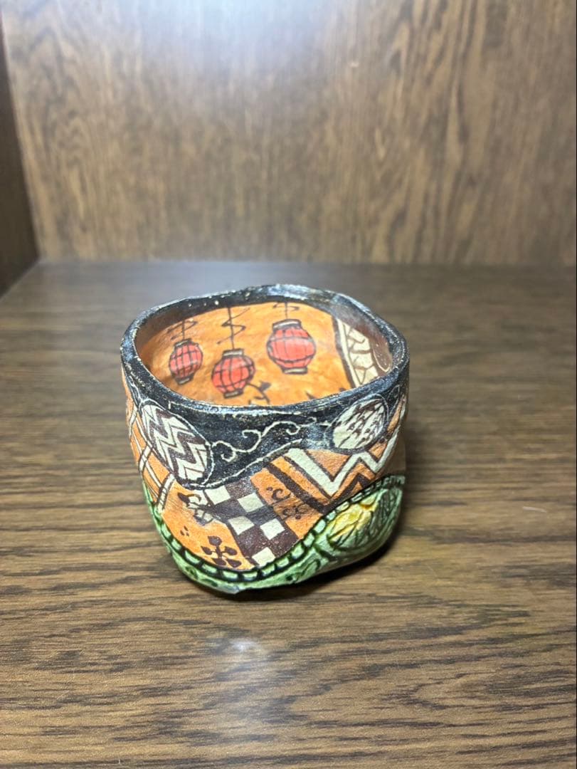 漫画織部 ぐい呑　花魁　深見文紀 共箱