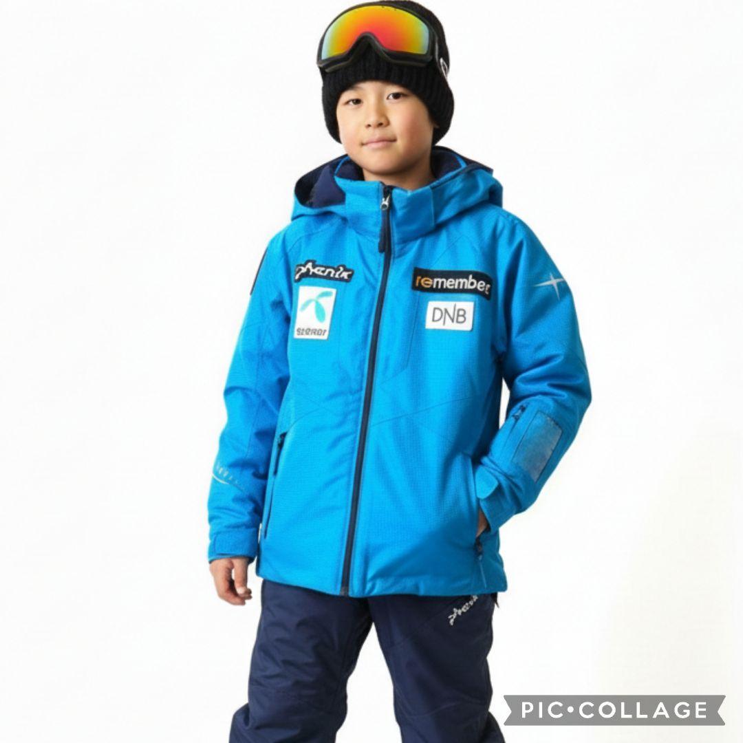 美品☆phenix アルペンモデル　スキーウェア ボーイズ130 青紺　上下