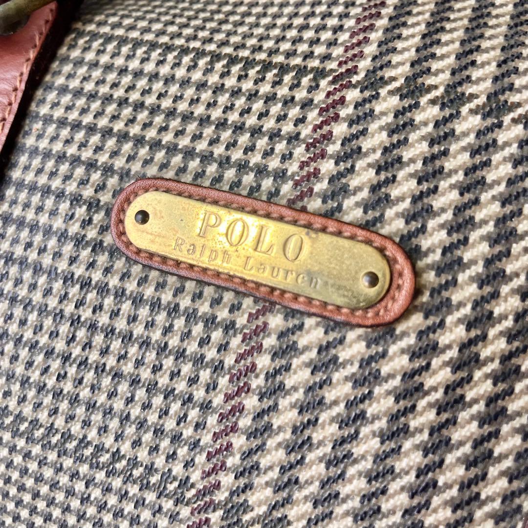 大容量 ポロ ラルフローレン 2way ボストンバッグ 千鳥格子 総柄
