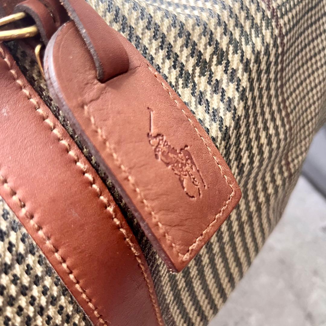 大容量 ポロ ラルフローレン 2way ボストンバッグ 千鳥格子 総柄