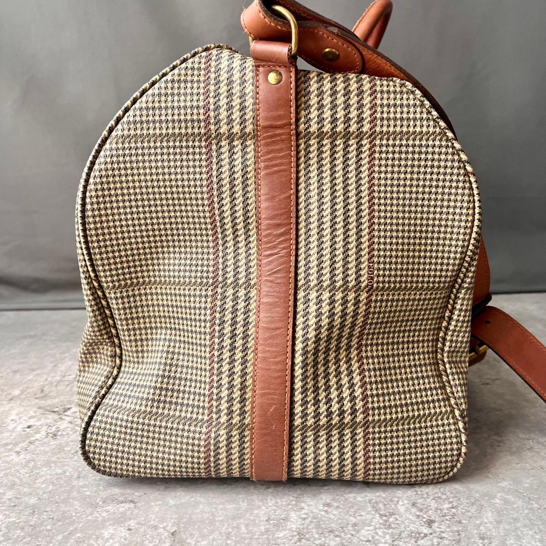 大容量 ポロ ラルフローレン 2way ボストンバッグ 千鳥格子 総柄