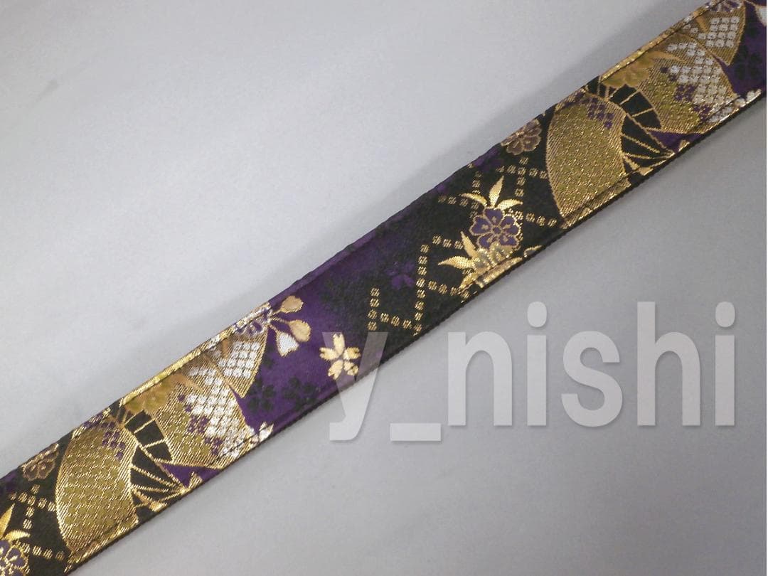 カメラストラップ 和柄 扇柄 黒/紫 カメラ用ネックストラップ