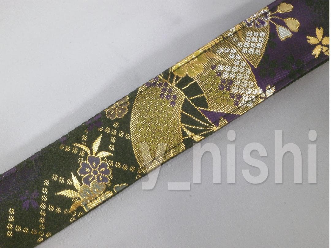 カメラストラップ 和柄 扇柄 黒/紫 カメラ用ネックストラップ