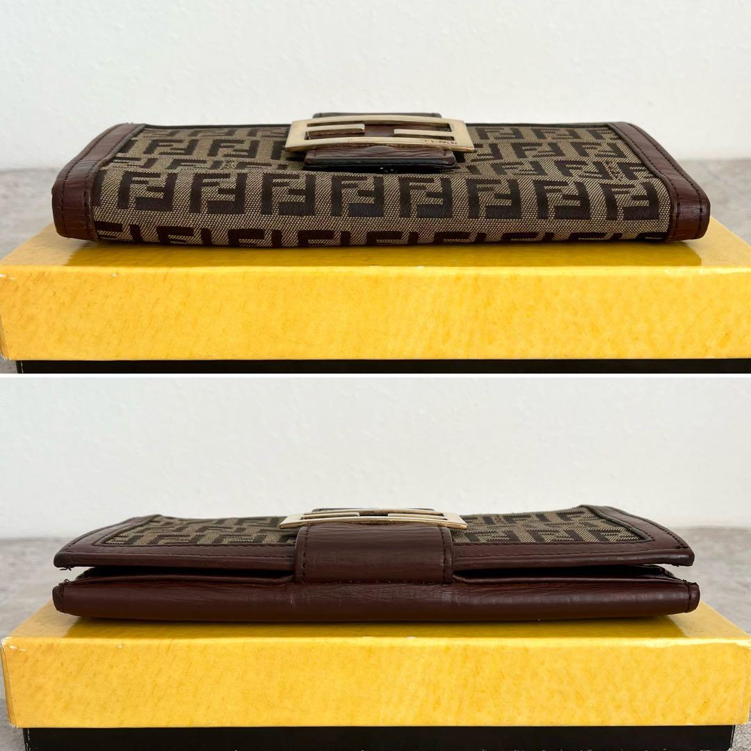 美品✨FENDI FF金具 マンマ ズッキーノ キャンバス レザー ブラウン