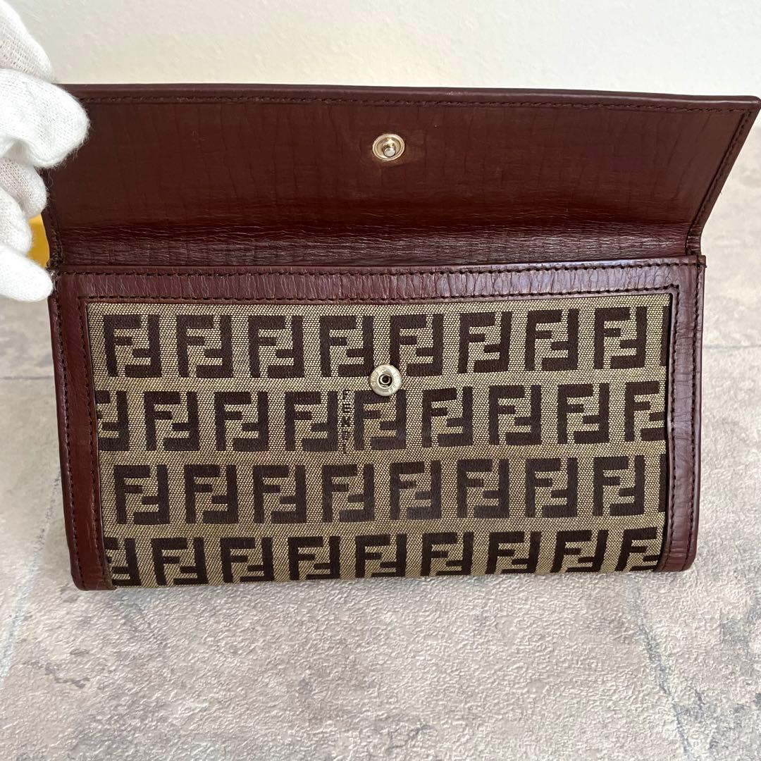 美品✨FENDI FF金具 マンマ ズッキーノ キャンバス レザー ブラウン