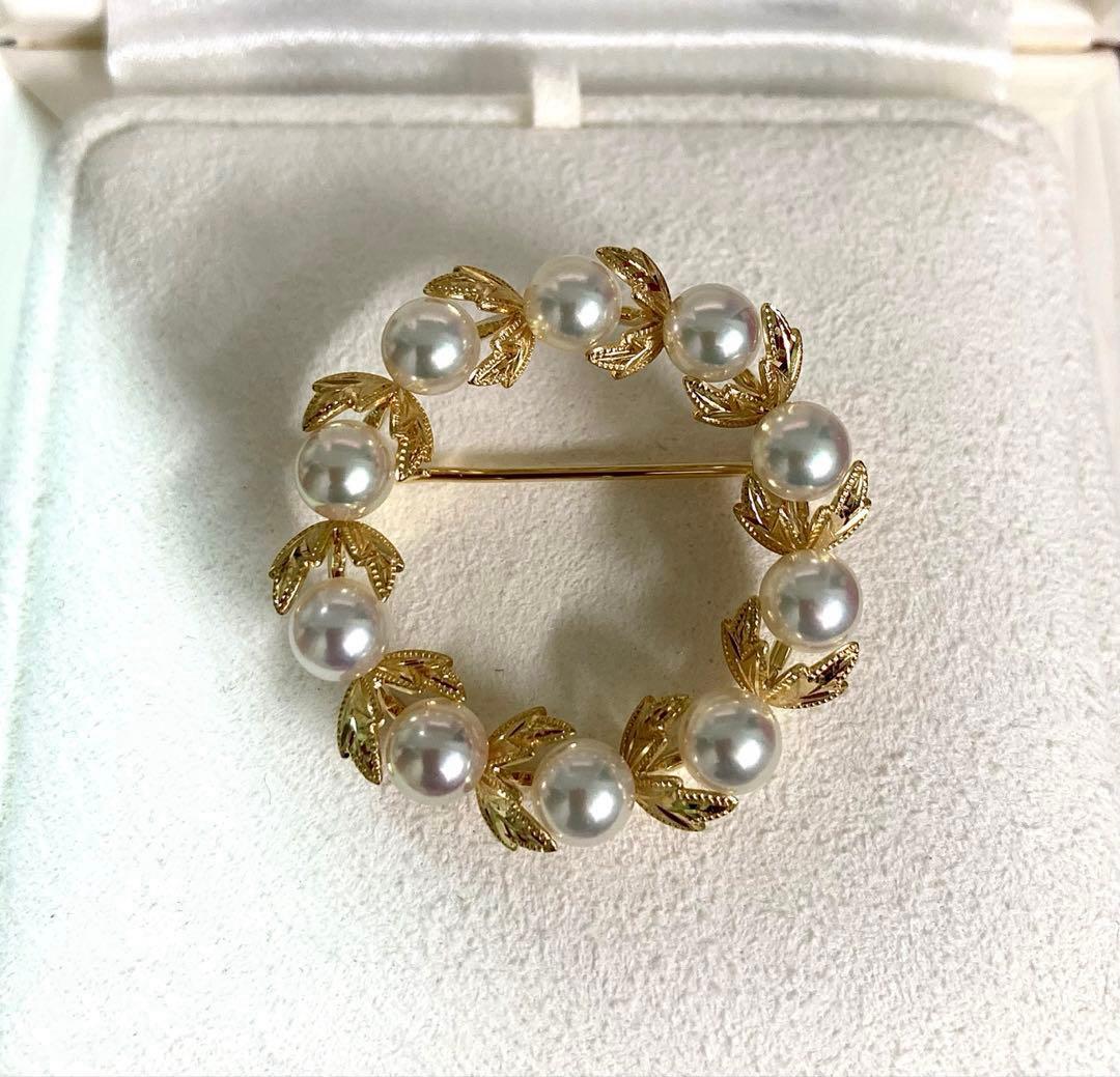 【極美品】ミキモト パール ブローチ サークル リース K18YG 付属品一式