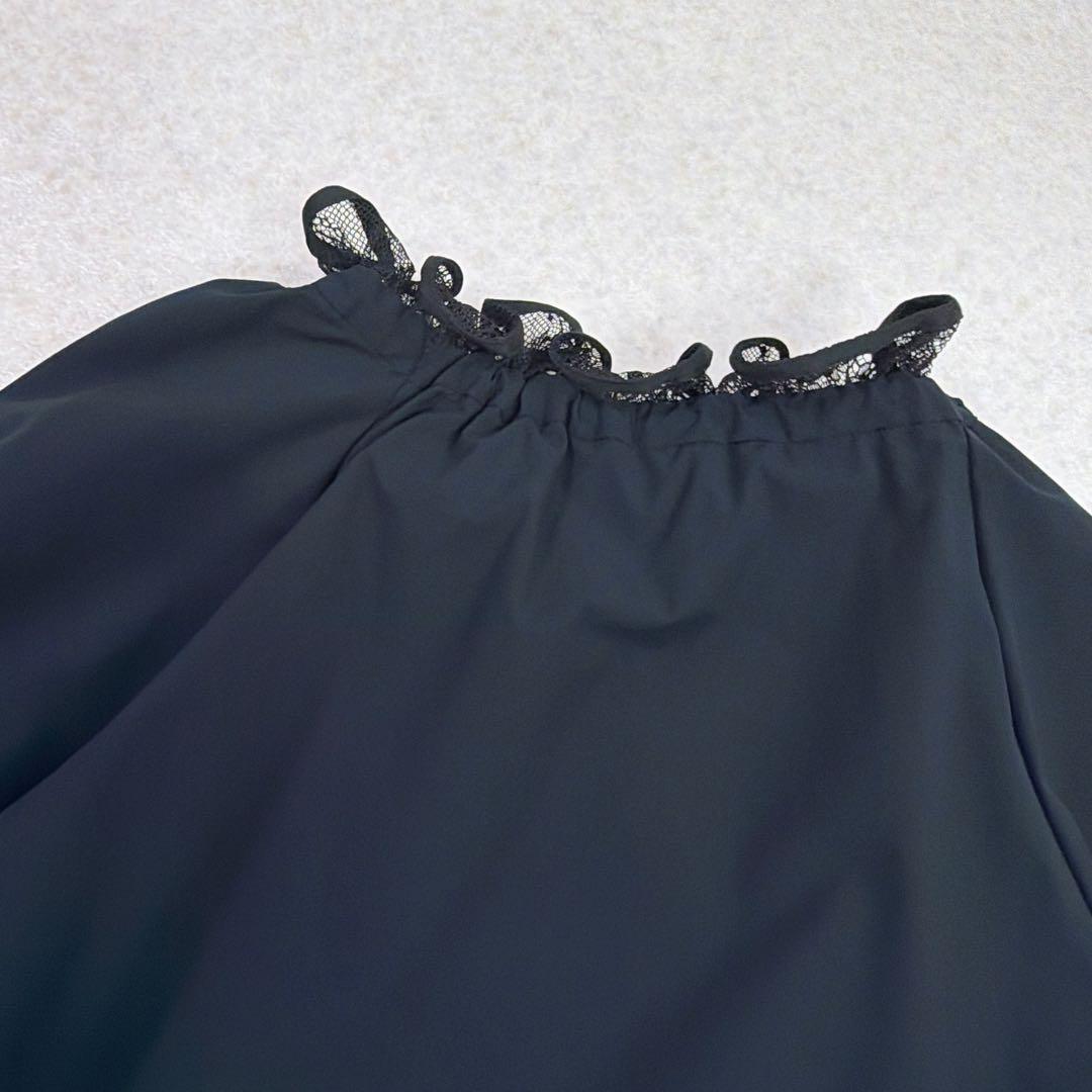 ユナイテッドアローズ レースプリーツ フリル ブラウス ネイビー　セレモニー