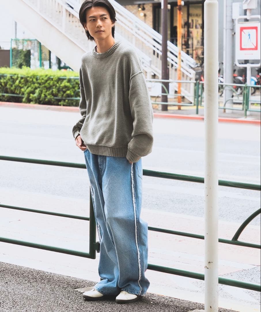 7ゲージ フェード クルーネック ニット